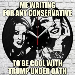 Kylie Clock -- Trump under oath Meme Template