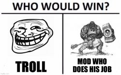 Who would win Troll vs. Mod Meme Template