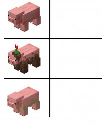 Pig, Muddy Pig, and Dirty Pig Meme Template