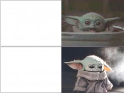 Baby Yoda happy then sad Meme Template