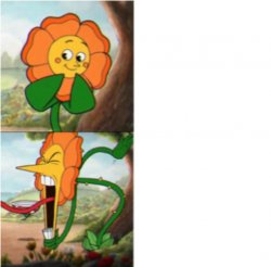 reverse cuphead flower Meme Template