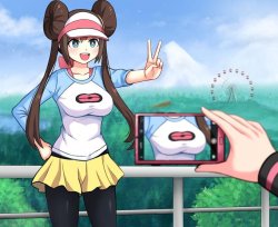 Camera Zoomed on Pokémon Rosa's Breasts with hat - meme template Meme Template