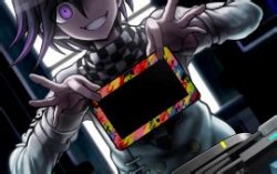 Kokichi holding a blank tablet Meme Template