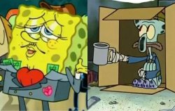 Fancy SpongeBob and poor Carlo Meme Template