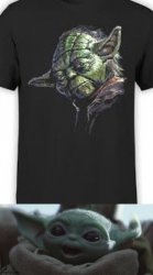 Baby Yoda reaction to Yoda T-shirt Meme Template
