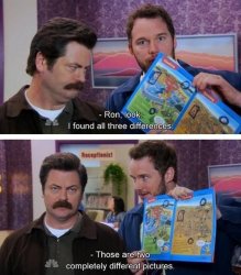 Parks and Rec Two Completely Different Pictures Meme Template
