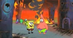 Spongebob city on fire Meme Template