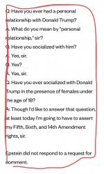 Epstein depo transcript Trump Meme Template