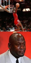 Jordan dunking and crying Meme Template