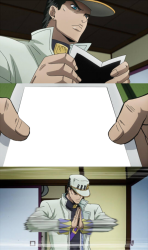 What is Jotaro seeing in the photo? Meme Template
