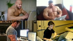 Buff Guys on Laptop Meme Template