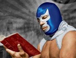 blue demon leyendo Meme Template