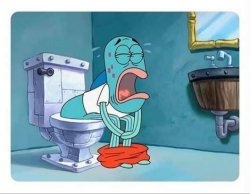 Spongebob fish crying toilet Meme. 