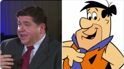 Pritzker and Fred Flintstone Meme Template