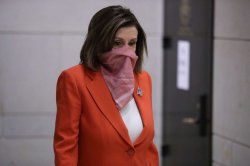 Pelosi wearing sash mask Meme Template