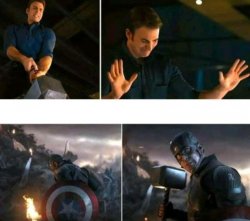 Captain america lifts hammer Meme Template