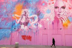 Britney Spears wall mural LA Meme Template