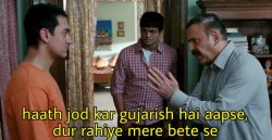 haath jod kar gujarish hai aapse dur rahiye mere bete se3 ediots Meme Template