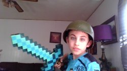 weird kid trying to act cool with diamond sword Meme Template