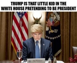 Trump Little Kid Playing President Meme Template
