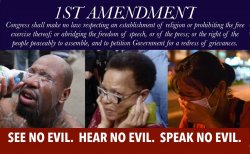 1st amendment see no evil hear no evil speak no evil Meme Template