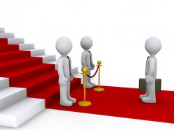Rising Business Red Carpet Stairs Blocked By Velvet Rope Guards Meme Template