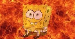 SpongeBob Sitting in Fire Meme Template