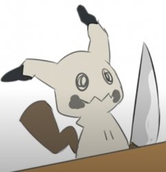 Mimikyu with a knife Meme Template