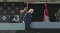 Old Man Trump on the ramp at West Point Meme Template