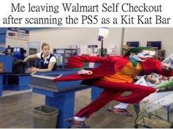 Walmart Self Checkout PS5 As Kit Kat Bar Meme Template