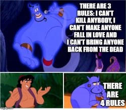 There Are 4 Rules - Aladdin Genie Meme Template