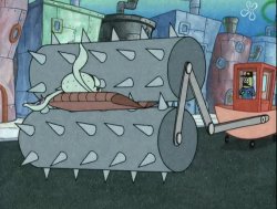 Squidward Gets Crushed By Steamroller Meme Template