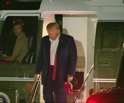 trump slouching off Marine 1 cropped Meme Template