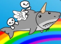 Rainbow Unicorn Shark Ride Meme Template