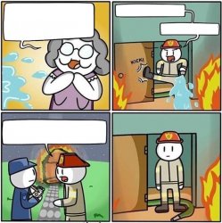 fireman old lady for right-to-left alphabets Meme Template