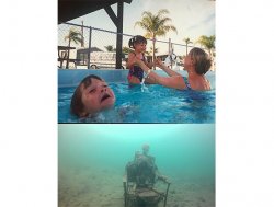 drowning kid + skull Meme Template