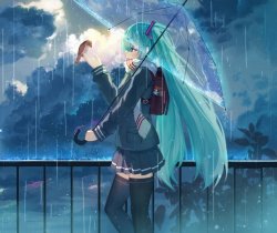 Miku in the Rain Meme Template