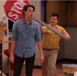 gibby hit spencer with a stop sign Meme Template