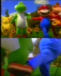 Mario kicks yoshi Meme Template