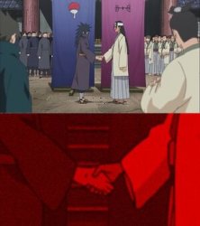 Madara and Hashirama Agreement Handshake Meme Template