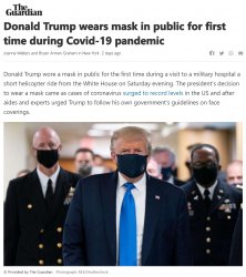 Trump finally wears a face mask Meme Template