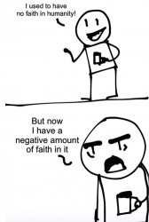Negative amount of faith in humanity Meme Template