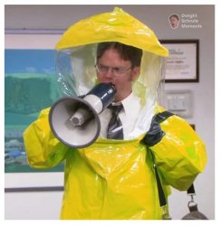 dwight in hazmat suit Meme Template