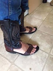 open toed cowboy boots Meme Template