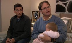 Dwight stop a baby from crying Meme Template