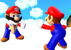 Mario’s pointing at each other Meme Template