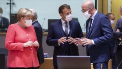 EU summit 2020 - Merkel, Macron, Michel Meme Template