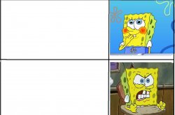 Spongebob embarrassed and happy Meme Template