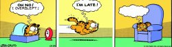 Garfield I'm late Meme Template
