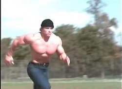 Buff man running Meme Template